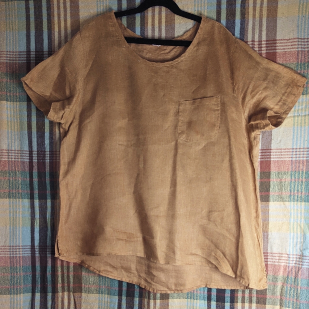 Cropped Tobacco Linen Top